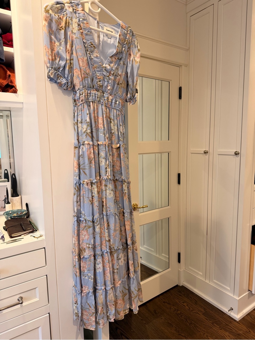Yumi Kim Sky Blue Floral Maxi Dress with Pink & Cream Blooms